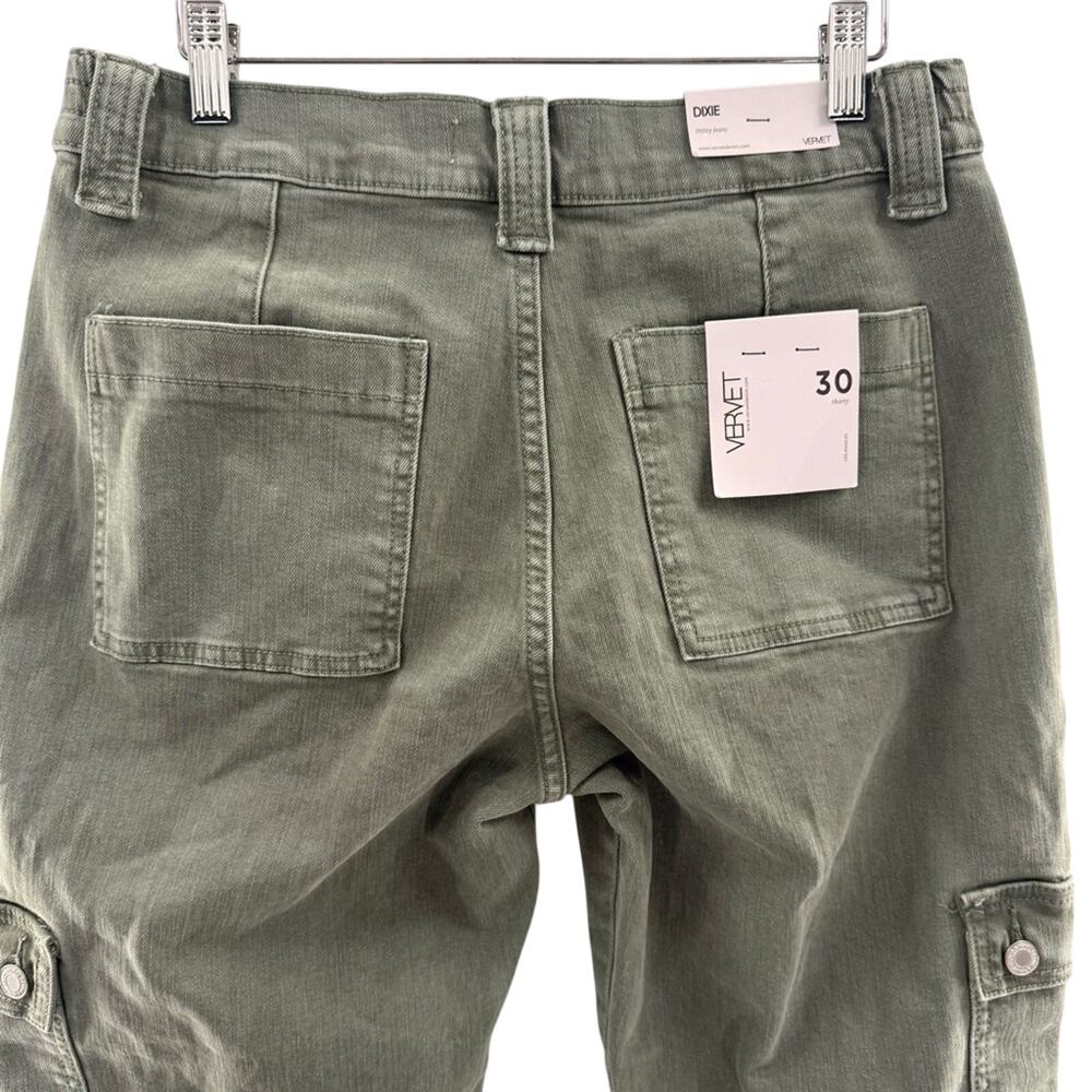 NWT Vervet Dixie High Rise Straight Leg Cargo Jeans Stretch Indie Clean Girl 30 - Picture 6 of 9
